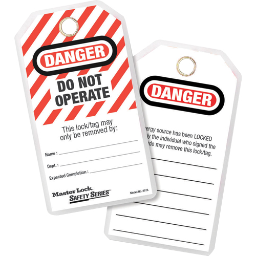 Lockout Tags, Plastic, 3-1/8" W x 6-1/2" H, English M & M Nord Ouest Inc