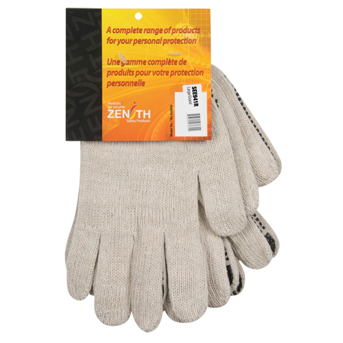 Gants tricot&eacute;s de poids lourd, Poly/coton, Un c&ocirc;t&eacute;, Calibre 7, Grand M & M Nord Ouest Inc