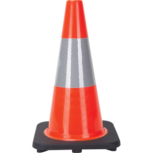 C&ocirc;ne de signalisation, 18", Orange, Bande(s) r&eacute;fl&eacute;chissante(s) 6" M & M Nord Ouest Inc