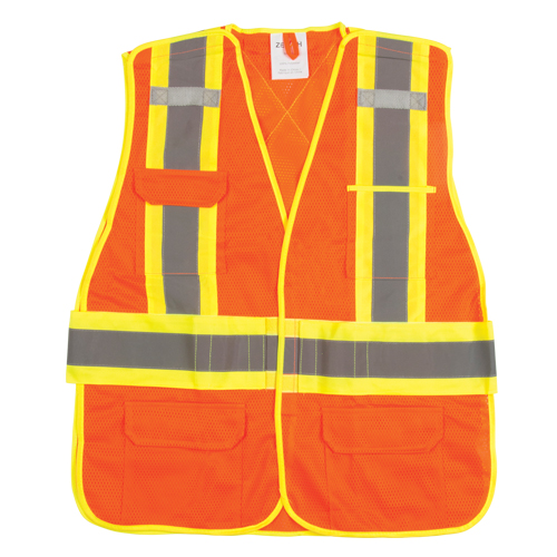 Surveyor's Safety Vest, High Visibility Orange, Large, Polyester M & M Nord Ouest Inc