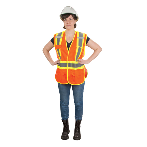 CSA Compliant High Visibility Surveyor Vest, High Visibility Orange, Medium, Polyester M & M Nord Ouest Inc