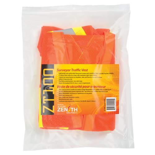 Surveyor's Safety Vest, High Visibility Orange, Large, Polyester M & M Nord Ouest Inc