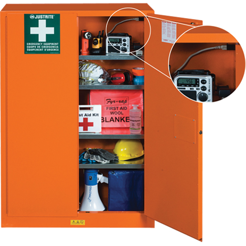 Emergency Preparedness Storage Cabinets, Steel, 4 Shelves, 65" H x 43" W x 18" D, Orange M & M Nord Ouest Inc