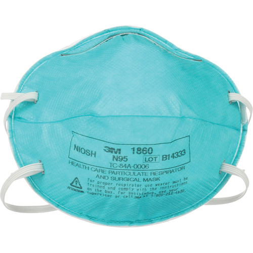 Respirateur 1860 contre les particules pour les soins de la sant&eacute;, N95, Certifi&eacute; NIOSH M & M Nord Ouest Inc
