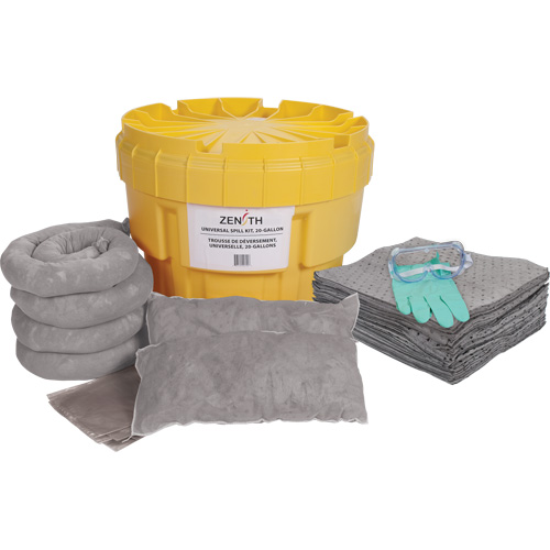 Premium Large-Capacity Spill Kit, Universal, Overpack/Salvage Drum, 20 US gal. Absorbancy M & M Nord Ouest Inc