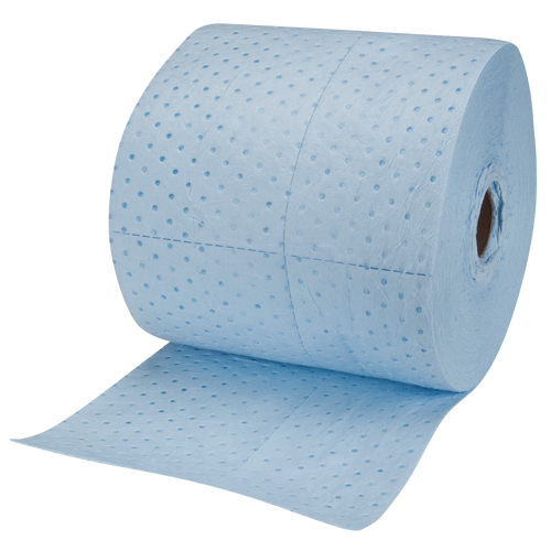 Rouleaux absorbants li&eacute;s bleus de premi&egrave;re qualit&eacute;, Lourd, 150' lo x 15" la, Absorption 25 gal. M & M Nord Ouest Inc
