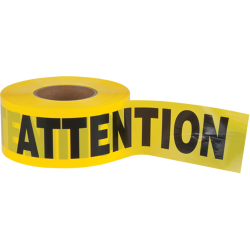 "Attention" Barricade Tape, Bilingual, 3" W x 1000' L, 2.5 mils, Black on Yellow M & M Nord Ouest Inc