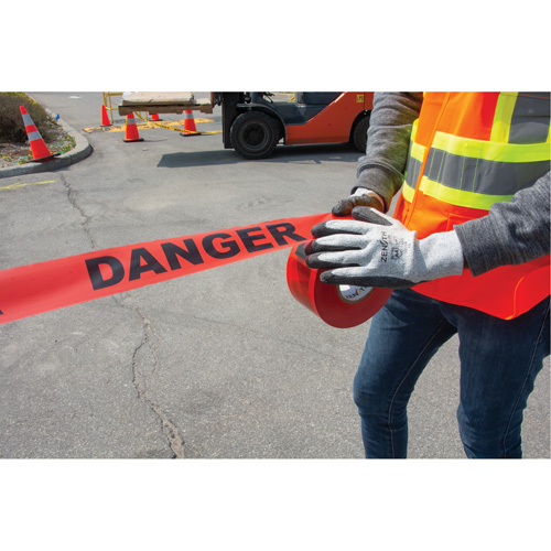 "Danger" Barricade Tape, Bilingual, 3" W x 1000' L, 1.5 mils, Black on Red M & M Nord Ouest Inc