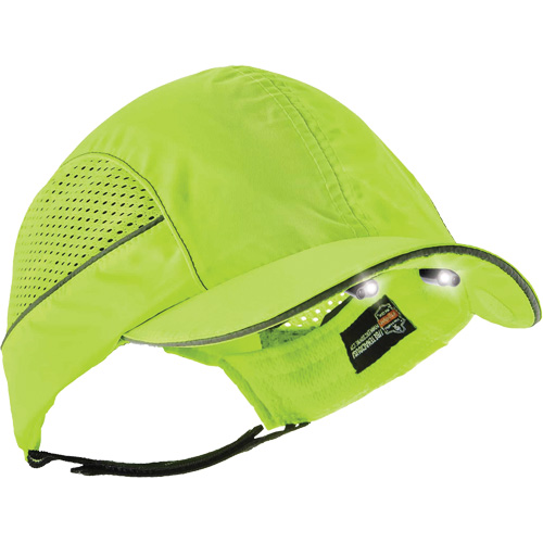 Skullerz&reg; 8960 Long Brim Bump Cap with LED Lighting, High Visibility Lime Green M & M Nord Ouest Inc