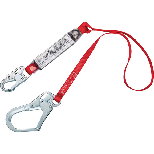 Shock-Absorbing Lanyard, 4', Snap Hook Center, Rebar Hook Leg Ends, Polyester M & M Nord Ouest Inc