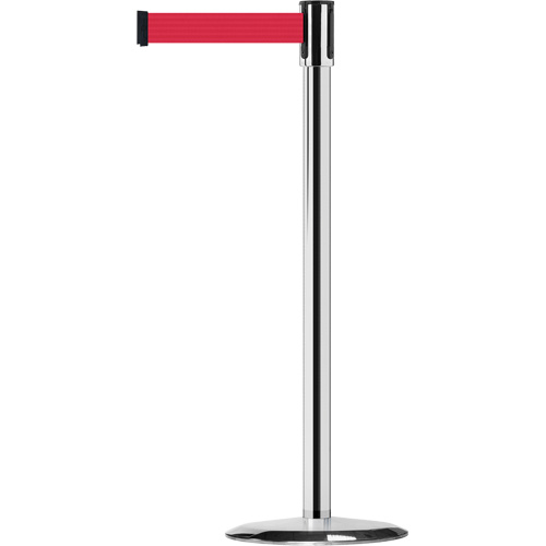 Slimline TensaBarrier&reg; Barrier Post, Steel, 38" H, Red Tape, 7.5' Tape Length M & M Nord Ouest Inc