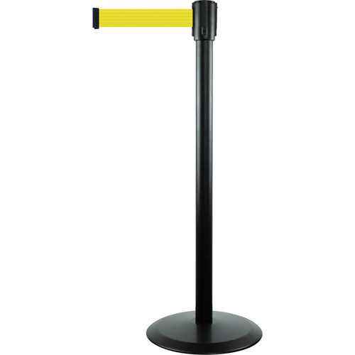Slimline TensaBarrier&reg; Barrier Post, Steel, 38" H, Yellow Tape, 7.5' Tape Length M & M Nord Ouest Inc