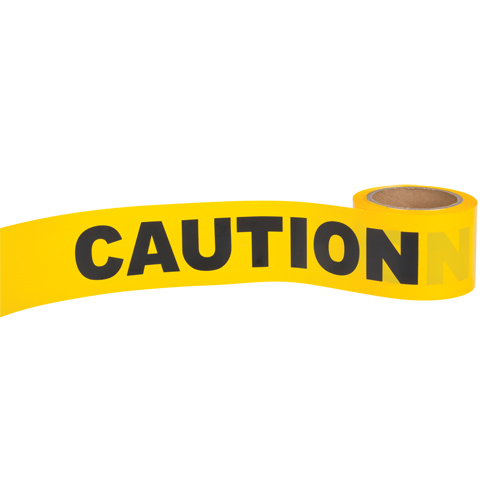 Ruban pour barricade Caution, Anglais, 3" la x 300' lo, 1,5 mil, Noir sur jaune M & M Nord Ouest Inc