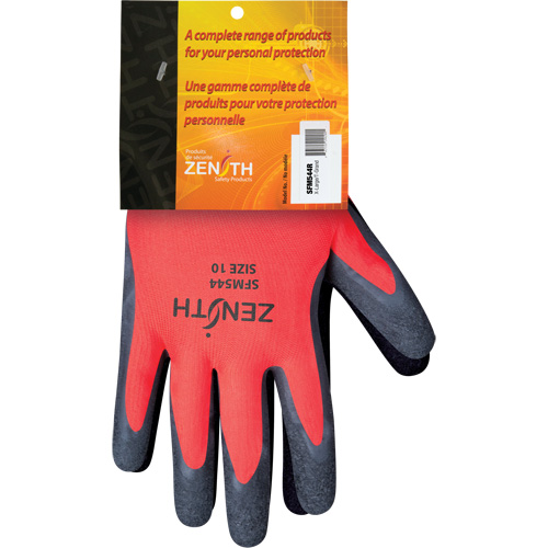 Gants enduits de latex de caoutchouc naturel, 10, R&ecirc;vetement Latex de caoutchouc, Calibre 13, Enveloppe en Polyester M & M Nord Ouest Inc