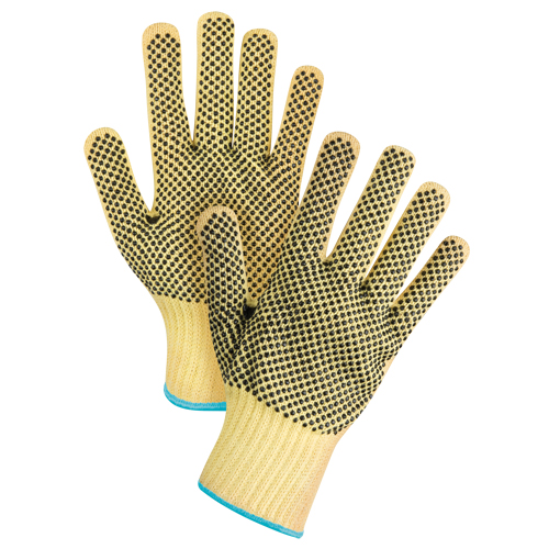 Gants tricot&eacute;s deux c&ocirc;t&eacute;s, sans couture, &agrave; pois, Taille T-Grand/10, Calibre 7, Rev&ecirc;tement PVC, Enveloppe en Kevlar, ASTM ANSI niveau A2/EN 388 niveau 3 M & M Nord Ouest Inc