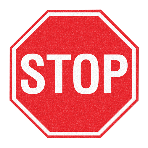 "Stop" Floor Sign, Adhesive, English with Pictogram M & M Nord Ouest Inc