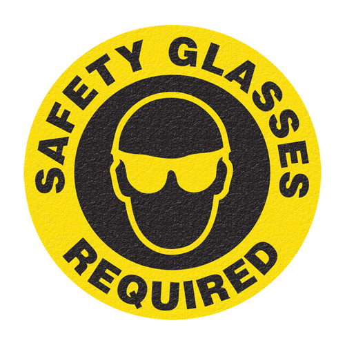 "Safety Glasses" Floor Sign, Adhesive, English with Pictogram M & M Nord Ouest Inc