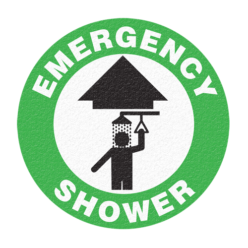 "Emergency Shower" Floor Sign, Adhesive, English with Pictogram M & M Nord Ouest Inc