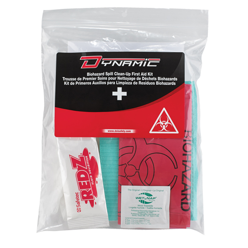 Trousse de premiers soins pour nettoyage de biorisques Dynamic, Dispositif m&eacute;dical Classe 1, Sac en plastique refermable M & M Nord Ouest Inc