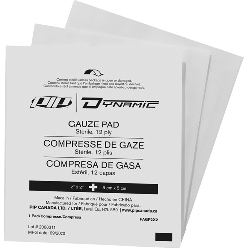 Gaze Dynamic, Tampon, 2" lo x 2" la, St&eacute;rile, Dispositif m&eacute;dical Classe 1 M & M Nord Ouest Inc