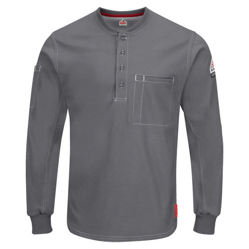 Excel FR&reg; Long Sleeve Henley Shirts, Small, Grey M & M Nord Ouest Inc