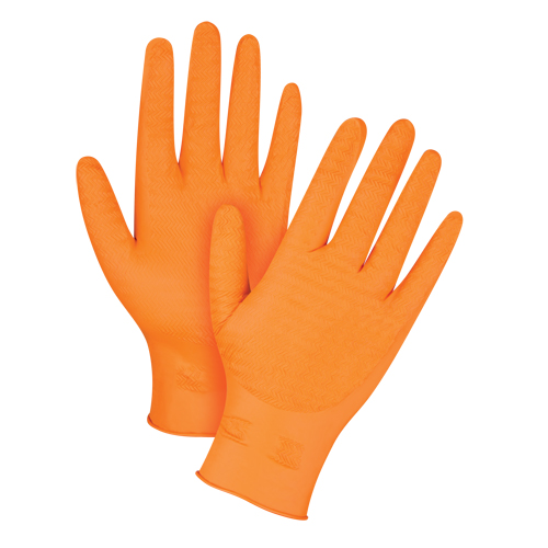 Gants de poids lourd Gripper, 2T-Grand, Nitrile, 7 mils, Sans poudre, Orange M & M Nord Ouest Inc