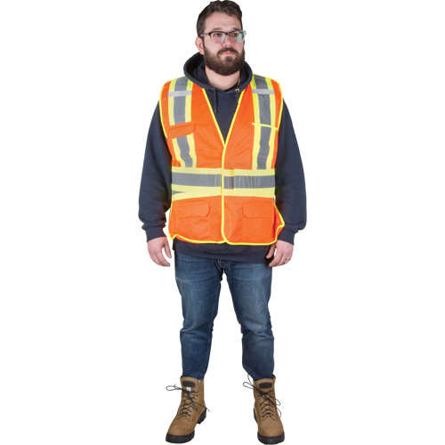 Flame-Resistant Surveyor Vest, High Visibility Orange, Medium, Polyester M & M Nord Ouest Inc