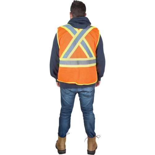 Flame-Resistant Surveyor Vest, High Visibility Orange, Medium, Polyester M & M Nord Ouest Inc