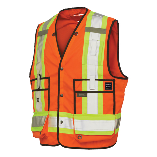 Veste de s&eacute;curit&eacute; pour arpenteur, Orange haute visibilit&eacute;, Grand, Polyester M & M Nord Ouest Inc