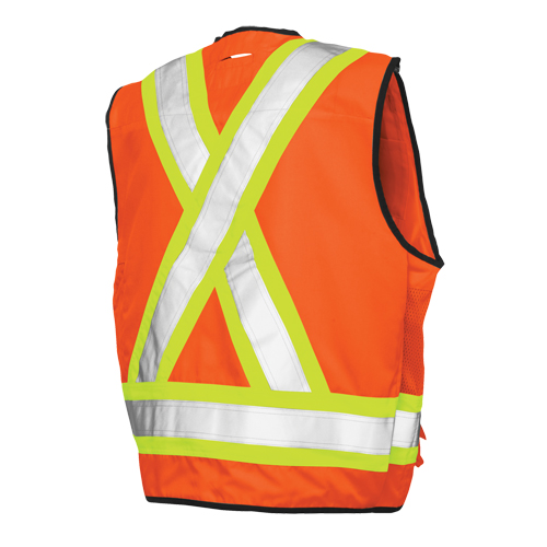 Veste de s&eacute;curit&eacute; pour arpenteur, Orange haute visibilit&eacute;, Grand, Polyester M & M Nord Ouest Inc