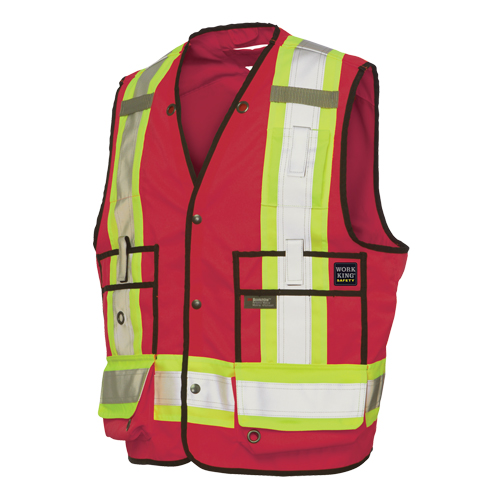 Surveyor Safety Vest, Red, Large, Polyester M & M Nord Ouest Inc