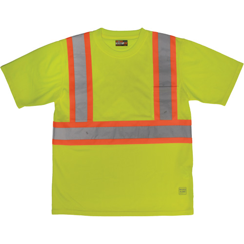 T-shirt de s&eacute;curit&eacute; avec poche &agrave; manches courtes, Polyester, Grand, Jaune lime haute visibilit&eacute; M & M Nord Ouest Inc