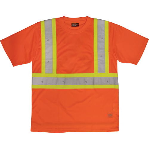 T-shirt de s&eacute;curit&eacute; avec poche &agrave; manches courtes, Polyester, Grand, Orange haute visibilit&eacute; M & M Nord Ouest Inc