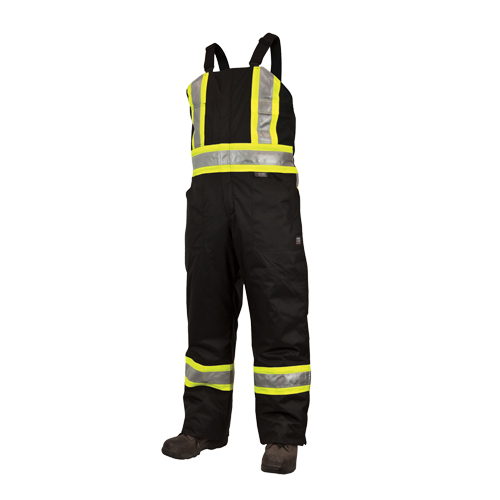 Lined Safety Overalls, Polyester/Polyurethane, Large, Black M & M Nord Ouest Inc