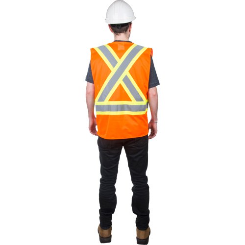 Traffic Safety Vest, High Visibility Orange, Medium, Polyester M & M Nord Ouest Inc