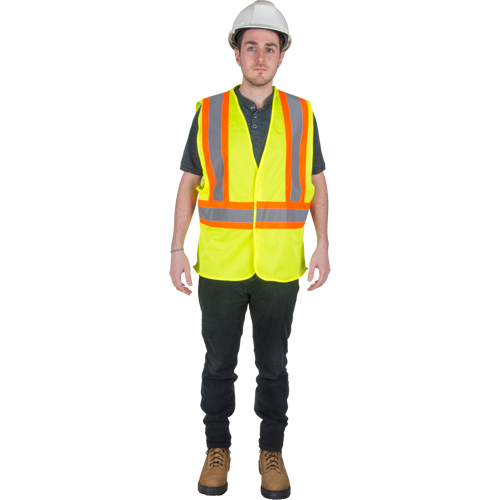 Traffic Safety Vest, High Visibility Lime-Yellow, Medium, Polyester M & M Nord Ouest Inc