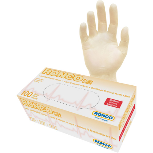 Gants jetables, Moyen, Latex, 4 mils, Sans poudre, Naturel, Classe 2 M & M Nord Ouest Inc