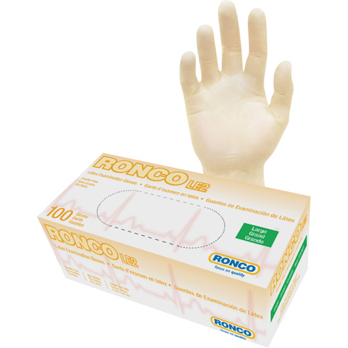 Gants jetables, Grand, Latex, 4 mils, Sans poudre, Naturel, Classe 2 M & M Nord Ouest Inc