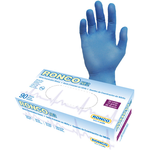 Gants jetables, 2T-Grand, Nitrile, 4 mils, Sans poudre, Bleu M & M Nord Ouest Inc