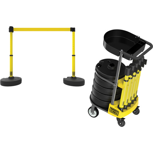 PLUS Barrier Post Cart Kit with Tray, 75' L, Metal, Yellow M & M Nord Ouest Inc