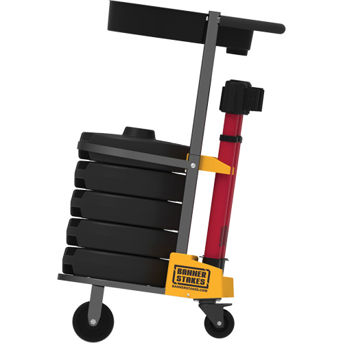 Chariot de transport avec plateau pour barri&egrave;re PLUS, 75' lo, M&eacute;tal, Jaune M & M Nord Ouest Inc