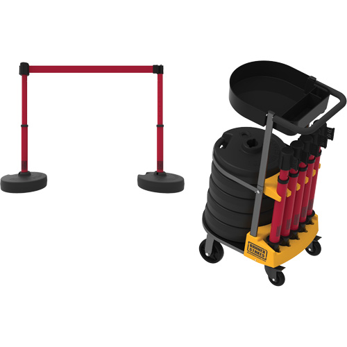 Chariot de transport avec plateau pour barri&egrave;re PLUS, 75' lo, M&eacute;tal, Jaune M & M Nord Ouest Inc