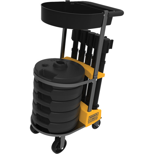 PLUS Barrier Post Cart Kit with Tray, 75' L, Metal, Black M & M Nord Ouest Inc