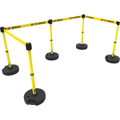 PLUS Barrier Post Set X5, Plastic, 42" H, Yellow Tape, 15' Tape Length M & M Nord Ouest Inc