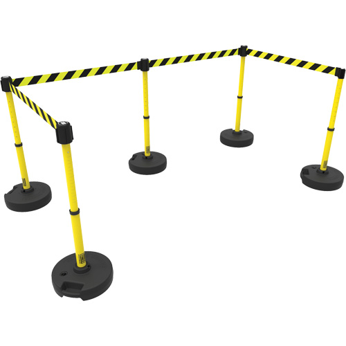 PLUS Barrier Post Set X5, Plastic, 42" H, Yellow Tape, 15' Tape Length M & M Nord Ouest Inc