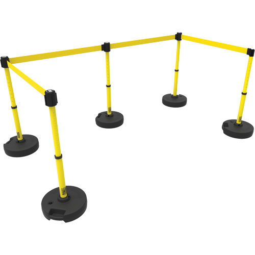 PLUS Barrier Post Set X5, Plastic, 42" H, Yellow Tape, 15' Tape Length M & M Nord Ouest Inc