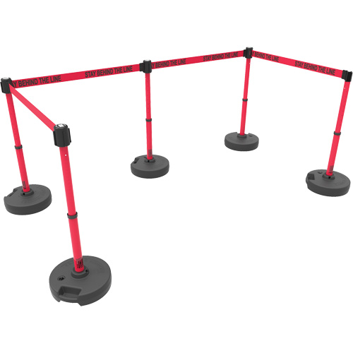 PLUS Barrier Post Set X5, Plastic, 42" H, Red Tape, 15' Tape Length M & M Nord Ouest Inc