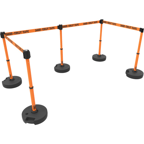 PLUS Barrier Post Set X5, Plastic, 42" H, Orange Tape, 15' Tape Length M & M Nord Ouest Inc