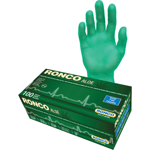 Disposable Gloves with Aloe, Small, Vinyl, 5-mil, Powder-Free, Green M & M Nord Ouest Inc