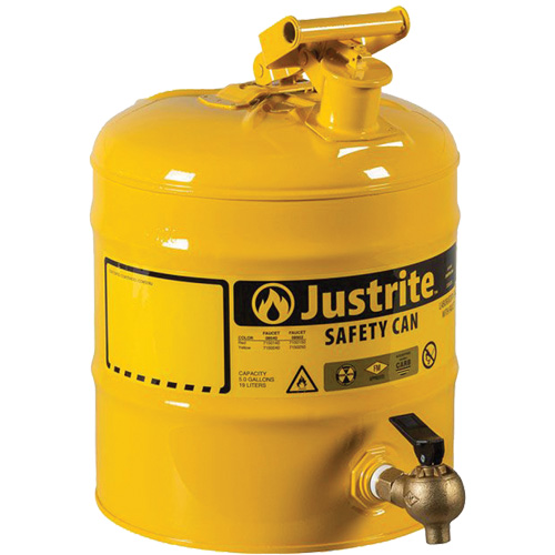 Bidon de s&eacute;curit&eacute; pour tablette, Type I, Acier, 5 gal. US, Jaune, Homologu&eacute; FM M & M Nord Ouest Inc